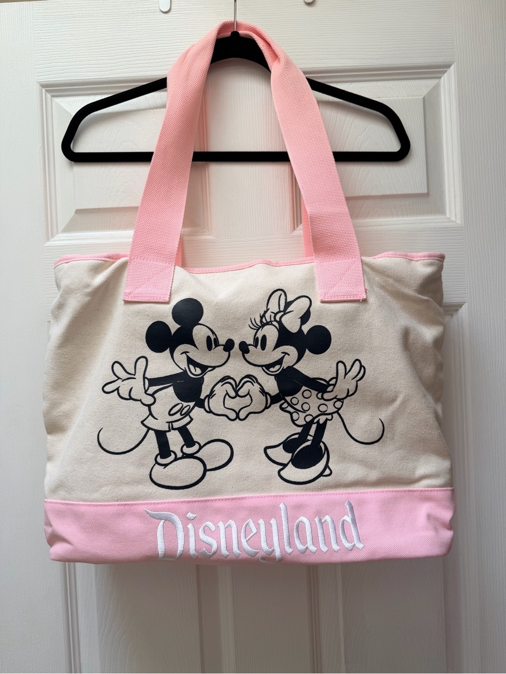 Disneyland Pink Mickey & Minnie Canvas Tote Bag - 2026 Valentine’s Day